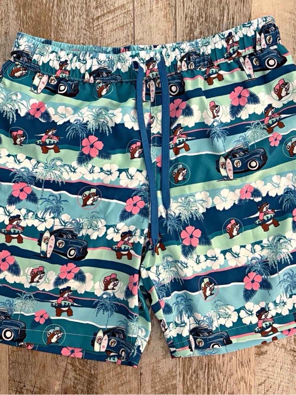 Mens Blue Tropical Surf Print Swim Shorts